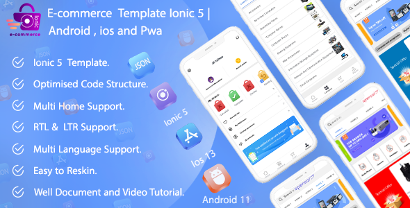 Ecommerce Ionic 5 App Template Android ios and pwa icon