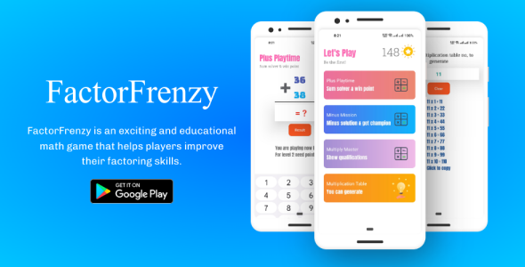 FactorFrenzy - Learn Math While Having Fun With Google AdMob    