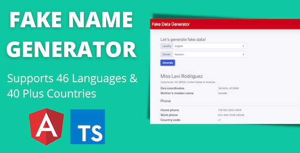 Fake Name Generator Full Production Ready App (Angular 15 & Typescript) icon