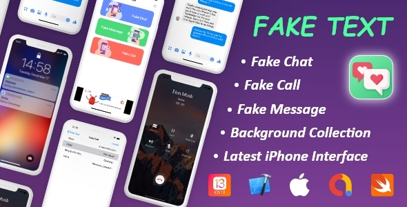 Fake chat app, call app, message notification iOS 13+ with Admob icon