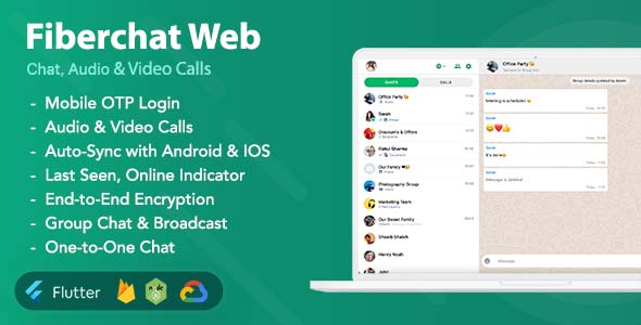 Fiberchat Web | Chat & Calling Web App | Flutter Web App Flutter  Mobile Full Applications