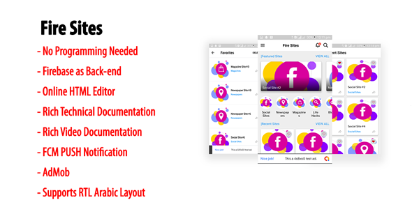 Fire Sites | Native Android Multi-category & Multi-site WebView App with Firebase Back-end icon