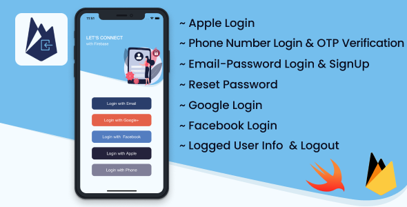 Firebase all Login - iOS | FB, Google, Email, Mobile & Apple Login icon