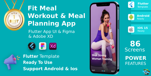 FitMeal ANDROID + IOS + FIGMA + XD | UI Kit | Flutter | Fitness & Meal Planning App icon