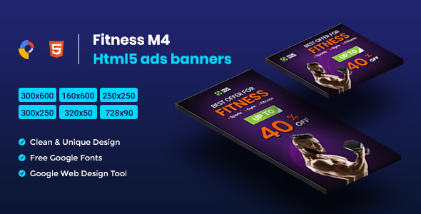 Fitness HTML5 Animate Banner Ads- Google Web Design M4 icon