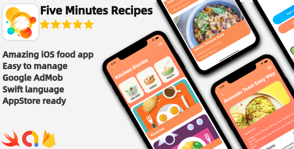 Five Minutes Recipes - iOS Food Recipes Application icon