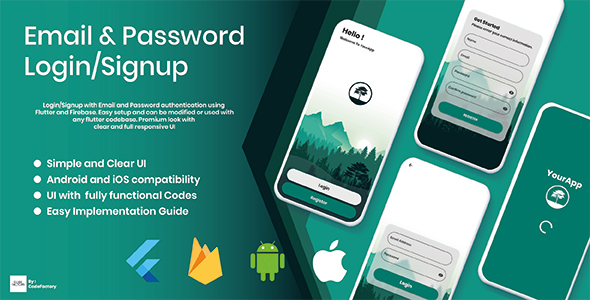 Flutter Login/Signup with email and password icon