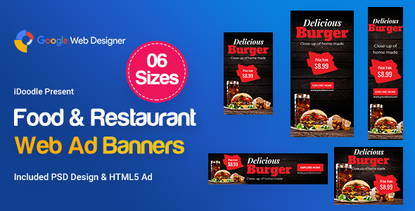 Food & Restaurant Banners HTML5 Ad D65 - GWD & PSD icon
