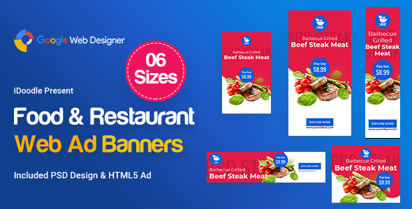 Food & Restaurant Banners HTML5 Ad D66 - GWD & PSD icon