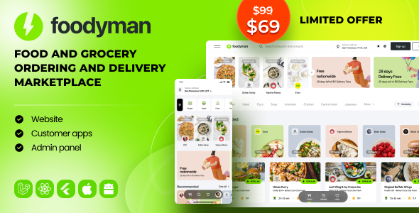 Foodyman - Multi-Restaurant Food and Grocery Ordering and Delivery Marketplace (Web & Customer Apps) icon