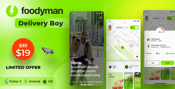 Foodyman - Restaurant and Grocery Delivery App (iOS&Android) icon
