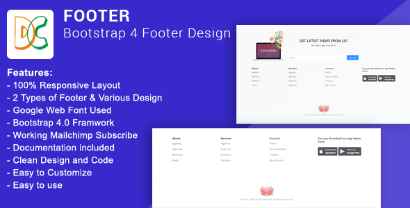 Footer - Bootstrap 4 Footer Design icon