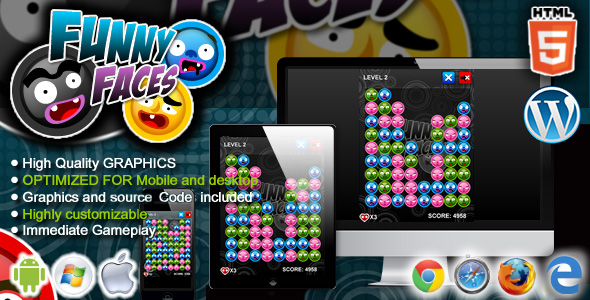 Funny Faces - HTML5 Match 3 Game icon