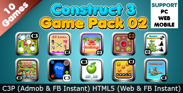 Game Collection 02 (Construct 3 | C3P | HTML5) 10 Games Admob and FB Instant Ready icon