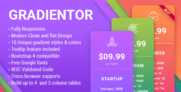 Gradiantor Gradient Responsive Price Tables icon