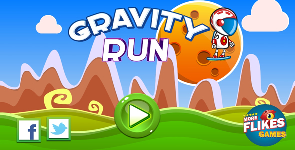 Gravity run - HTML5 game. Construct 2 (.capx) + mobile icon