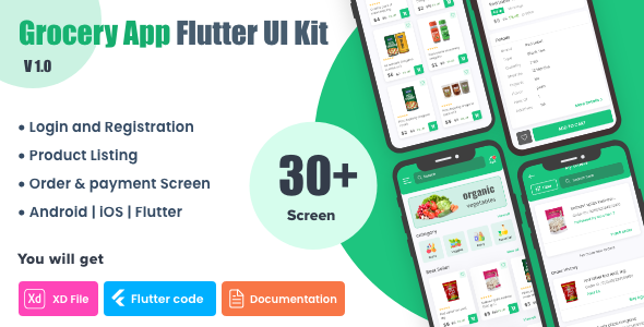 Grocery Shopping App UI Kit | Flutter icon
