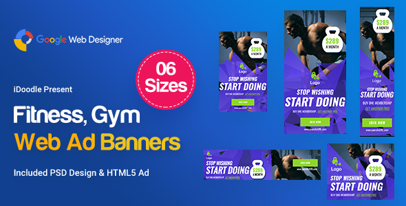 Gym & Fitness Banners Ad D34 - Google Web Design icon
