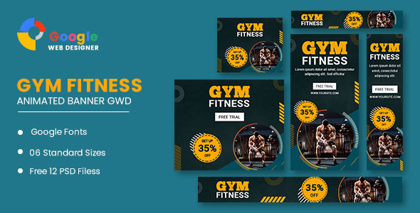 Gym Fitness Google Adwords HTML5 Banner Ads GWD icon