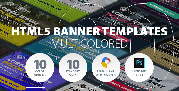 HTML5 Ad Banner Templates for GWD - Multicolor Set icon