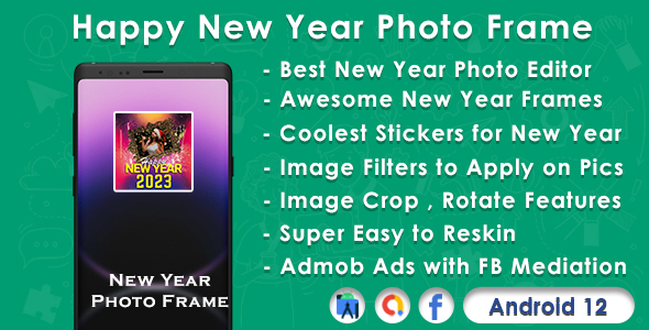Happy New Year 2023 Photo Frame Editor App with Admob Ads icon