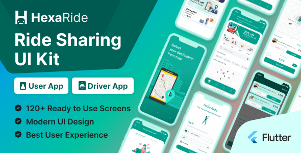 HexaRide Taxi or Ride Sharing App Flutter UI Kit icon