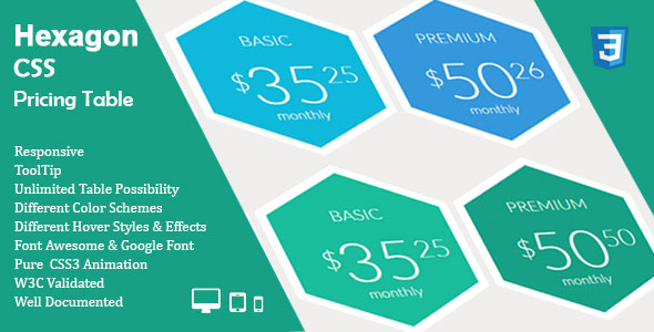 Hexagon CSS Pricing Table icon