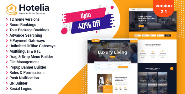 Hotelia - Hotel Booking / Resort Booking Management Website icon