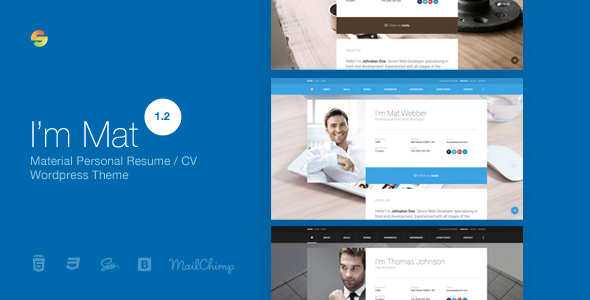 I am Mat - Material Personal Resume / CV vCard WordPress Theme icon
