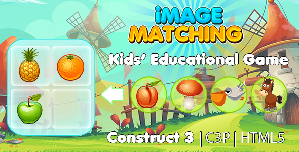 Image Matching Kids Learning Game (Construct 3 | C3P | HTML5) Educational Game icon