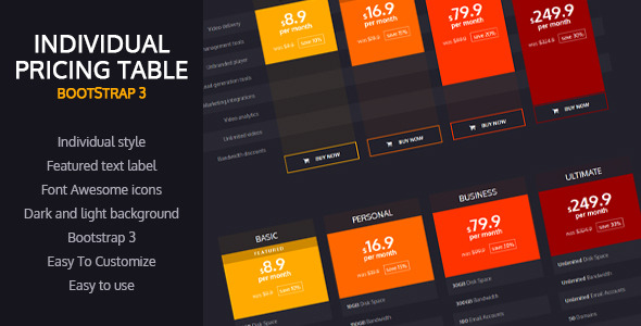 Individual Pricing Table (Bootstrap 3) icon