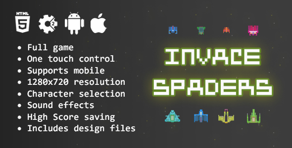 Invace Spaders - Endless Space Adventure HTML5 Game Construct 2 icon