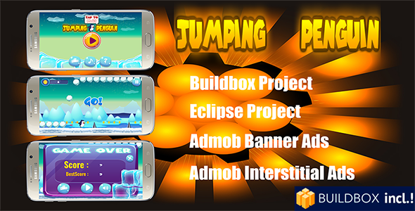 Jumping Penguin - Android Buildbox Game with Admob icon