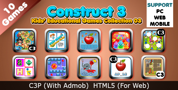 Kids Educational Games Collection 03 (Construct 3 | C3P | HTML5) 10 Games icon