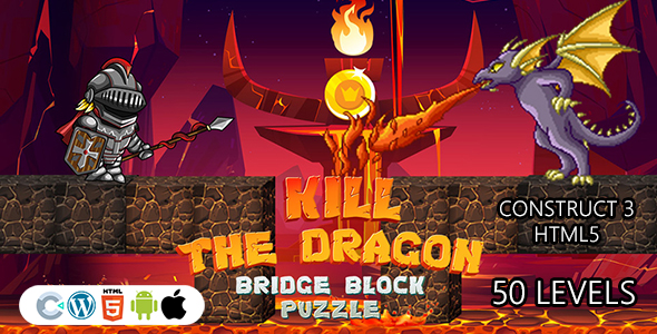 Kill The Dragon Bridge Block Puzzle Game (Construct 3 | C3P | HTML5) Puzzle Game with 50 Levels icon