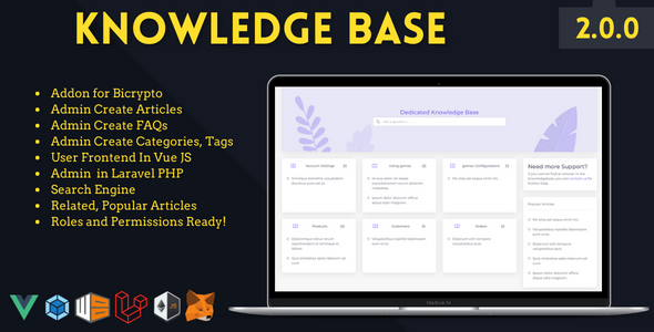 Knowledge Base & FAQs addon for Bicrypto icon