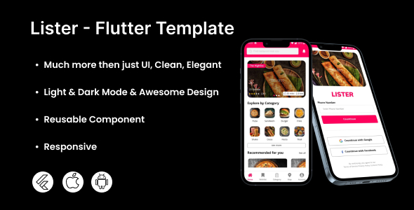 Lister - Restaurants & Cafe Directory Flutter Mobile App Template | Android & iOS icon