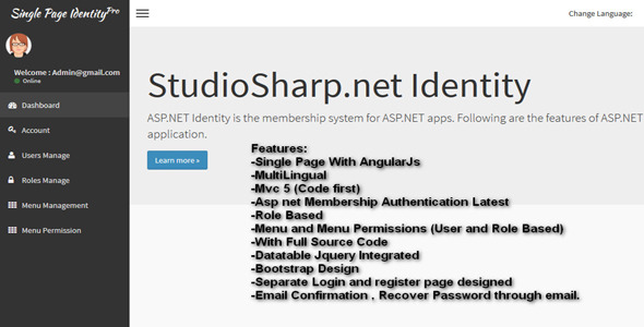 MVC Membership Pro - User Authentication tool (AngularJs Single Page)