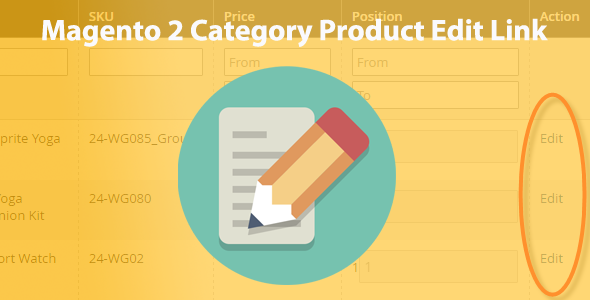 Magento 2 Category Product Edit Link icon