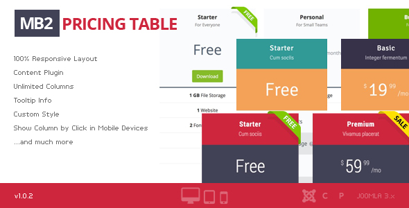 Mb2 Pricing Table - Joomla Extension icon