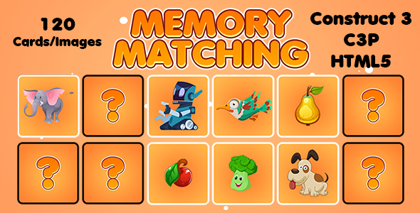Memory Matching Picture Puzzle Game (Construct 3 | C3P | HTML5) Admob Support icon