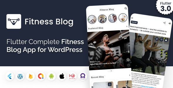 Mighty Fitness - Flutter 3.0 blog app for Fitness with WordPress backend | WordPress Blog App icon