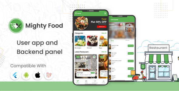 MightyFood - Flutter Online Food Ordering System with Laravel backend, Admin/Restaurant Panel & User icon