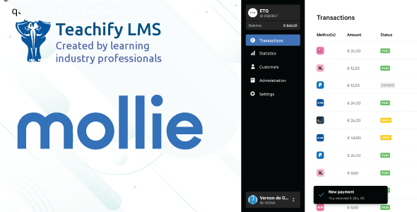 Mollie Payment Gateway for Teachify LMS icon