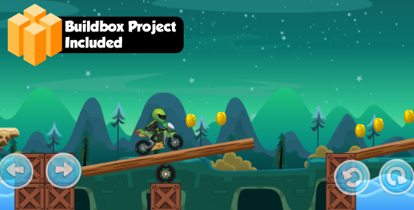 Moto bike race game with Buildbox Project - share and review button-easy to reskin icon