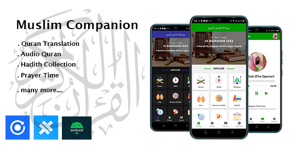 Muslim Companion - Quran, Prayer Time, Hadiths, Admobs, Android and iOS Application icon