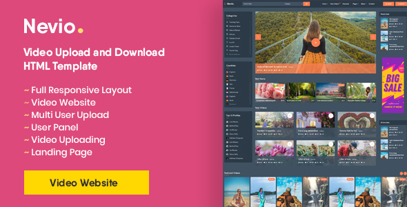 Nevio - Video Upload and Download HTML Template icon