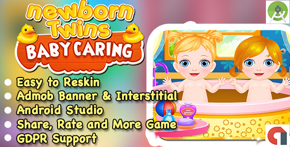 New Born Twins Baby Caring Game + Admob + Ready For Publish + Android Studio icon