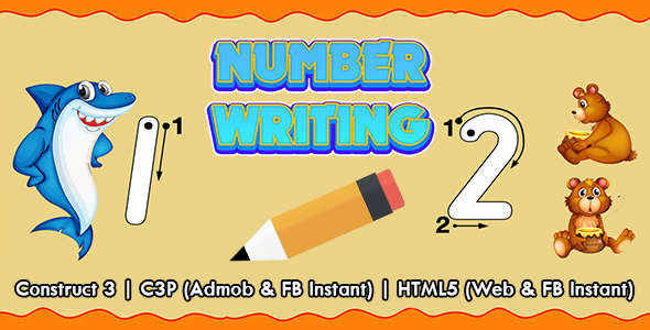 Number Writing Kids Educational Game (Construct 3 | C3P | HTML5) Admob Ready icon