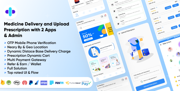 On Demand Pharmacy Delivery with Medicine Delivery and Upload Prescription App with 2 Apps & Admin icon